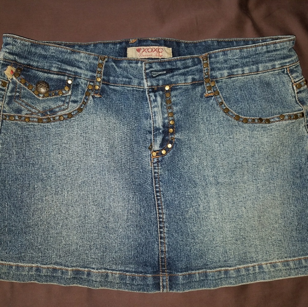 Xoxo denim mini-skirt